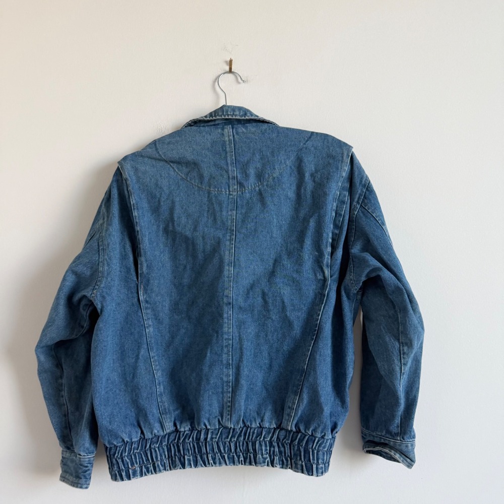 Vintage Y2K Basic Elements Denim Bomber Jacket - image 8